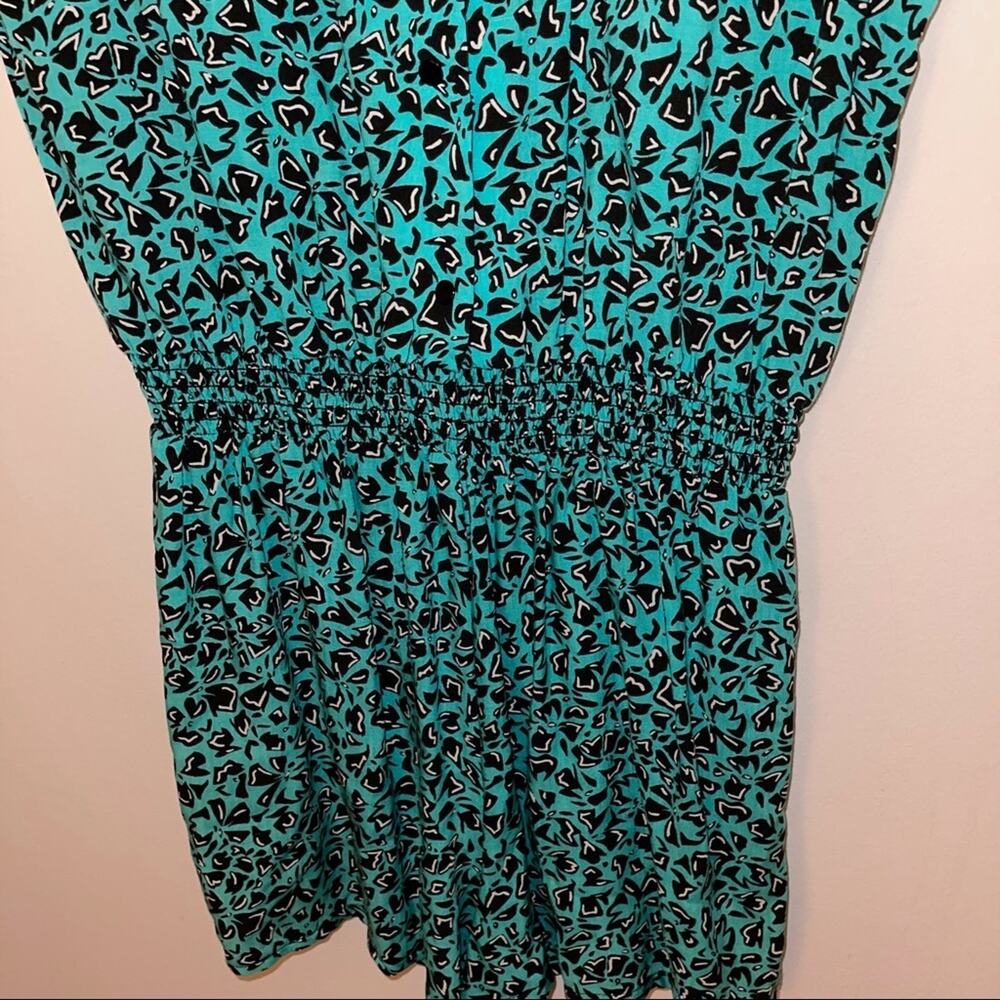 Vtg 80’s Roxanne Geometric Print Cinched Romper - image 2